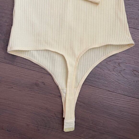 OW Intimates Scandinavia Twiga 1 Shoulder Ribbed Poly Bodysuit Pale Yellow Sz 2 - Picture 7 of 12